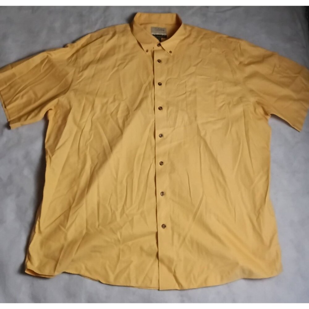 Cabela's Shirt Mens 3XL Tall Yellow Short Sleeve Button-up Fishing Outdoor